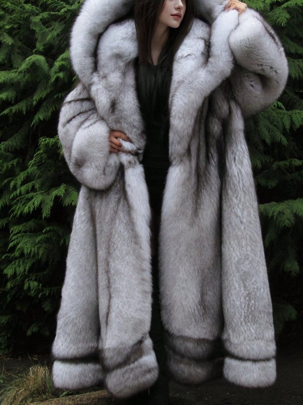 Multicolor Elegant Women's Lined Long Oversized Winter Jacket
